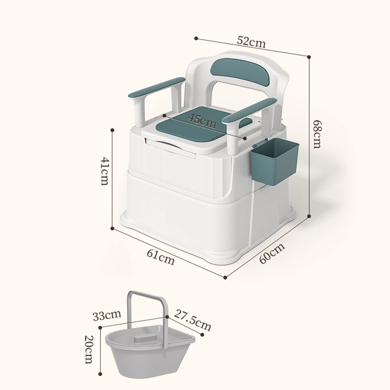 4-in-1 Mobile Bedside Commode and Shower Chair