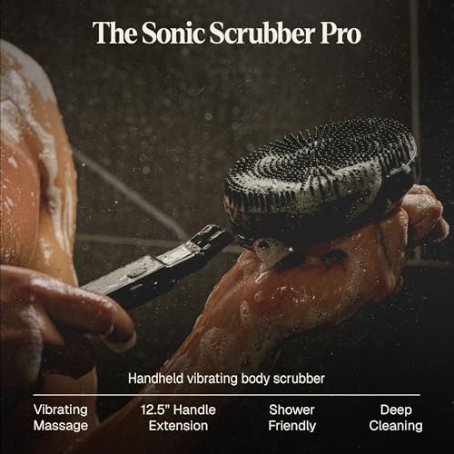 Black Wolf Vibrating Silicone Body Scrubber with Handle