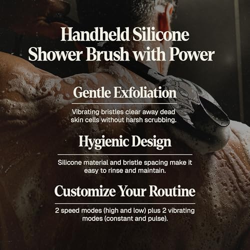 Black Wolf Vibrating Silicone Body Scrubber with Handle