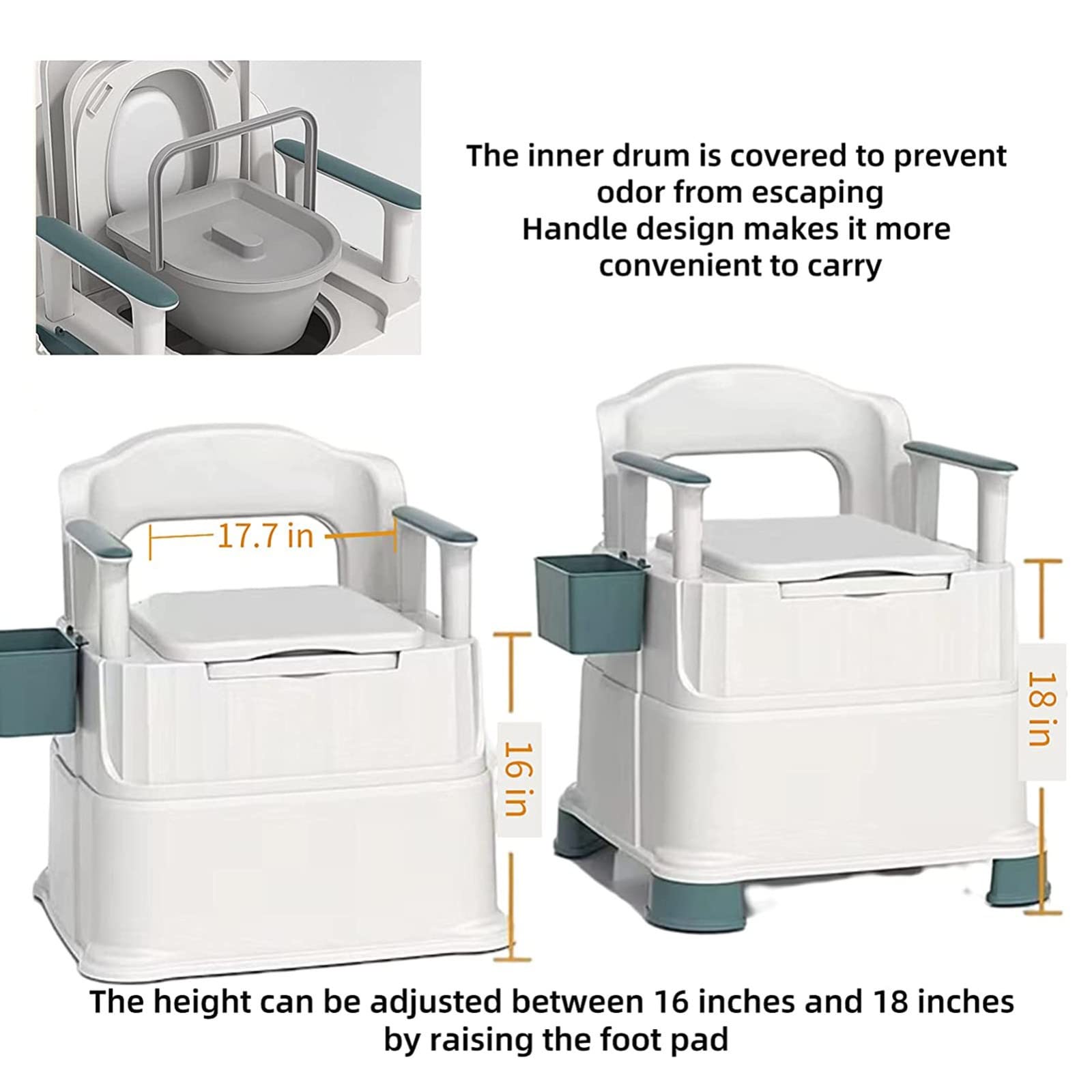 4-in-1 Mobile Bedside Commode and Shower Chair