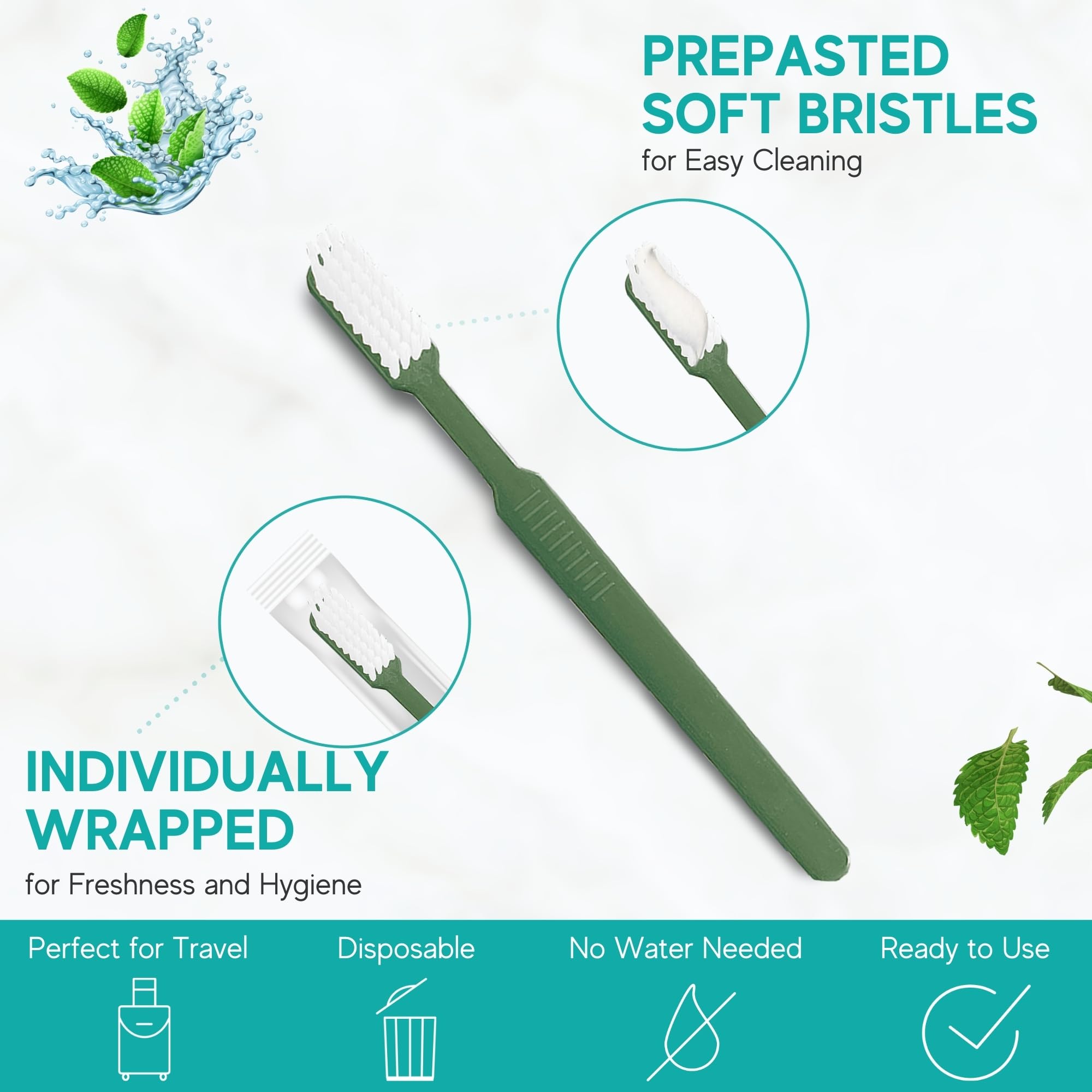 Individually Wrapped Prepasted Disposable Toothbrushes