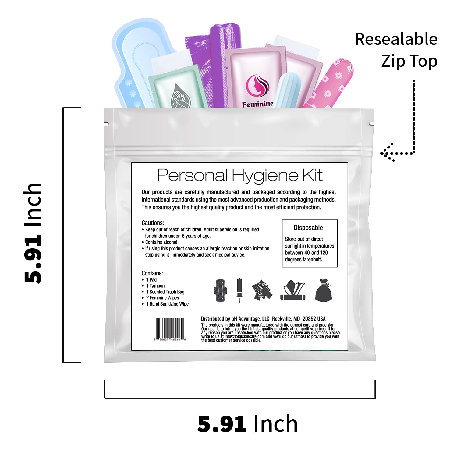 All-in-One Menstrual Travel Kit, Individually Wrapped, 10-Pack