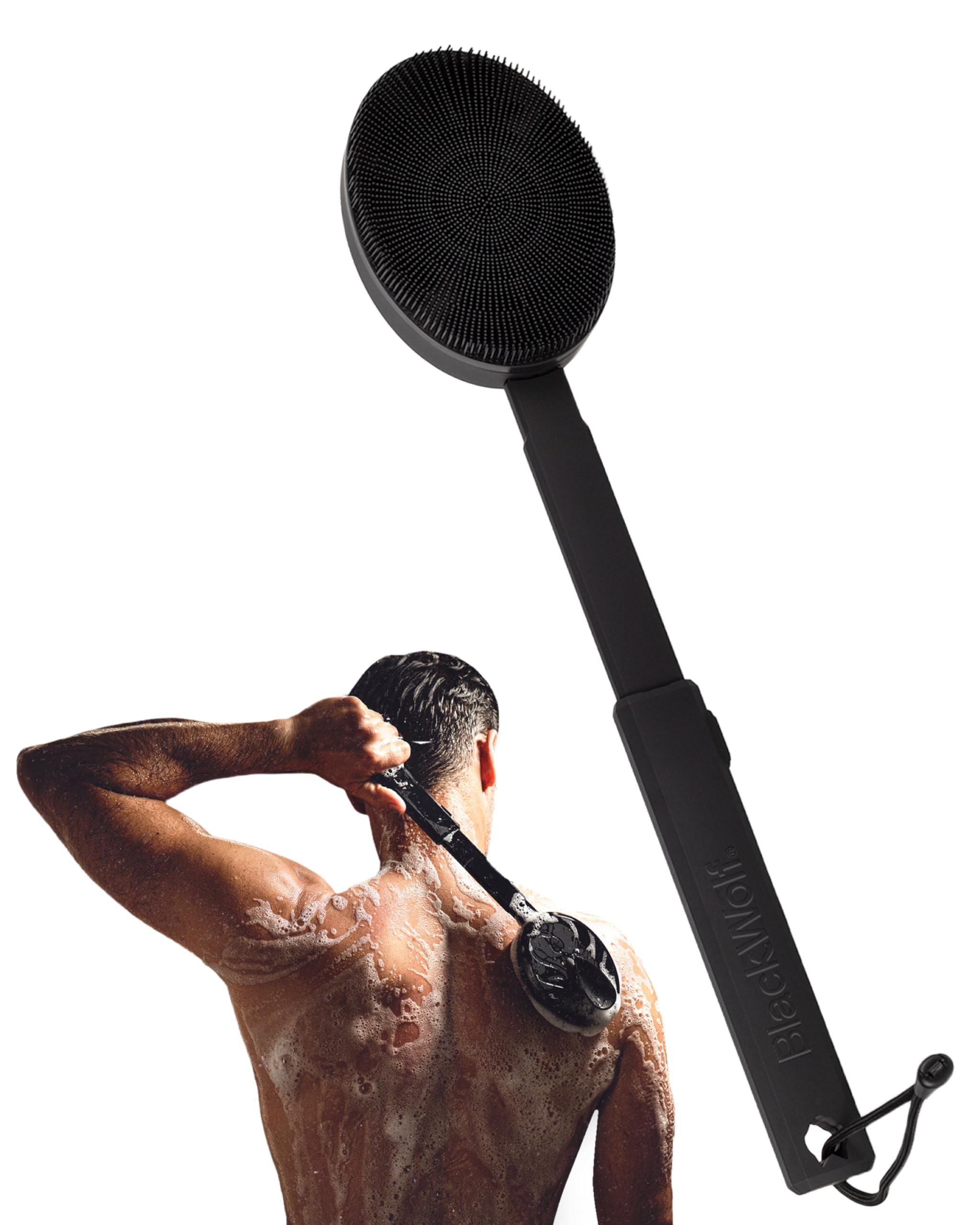 Black Wolf Vibrating Silicone Body Scrubber with Handle