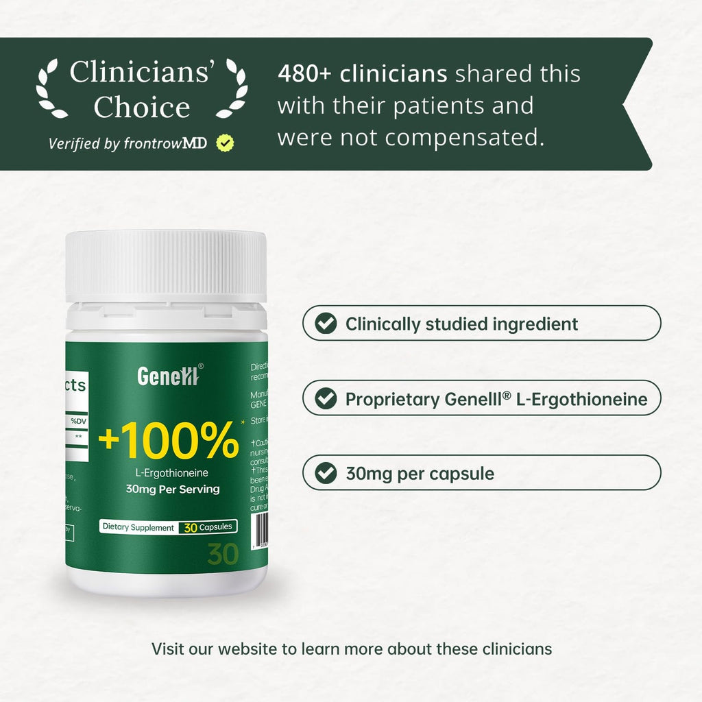 GENEIII L-Ergothioneine 30 mg Mushroom Extract Supplement