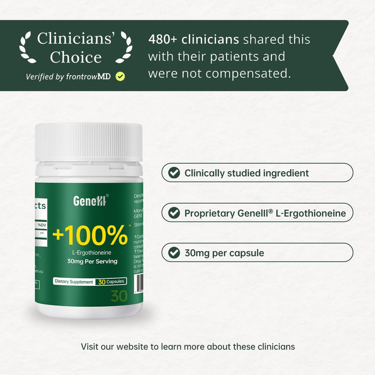 GENEIII L-Ergothioneine 30 mg Mushroom Extract Supplement