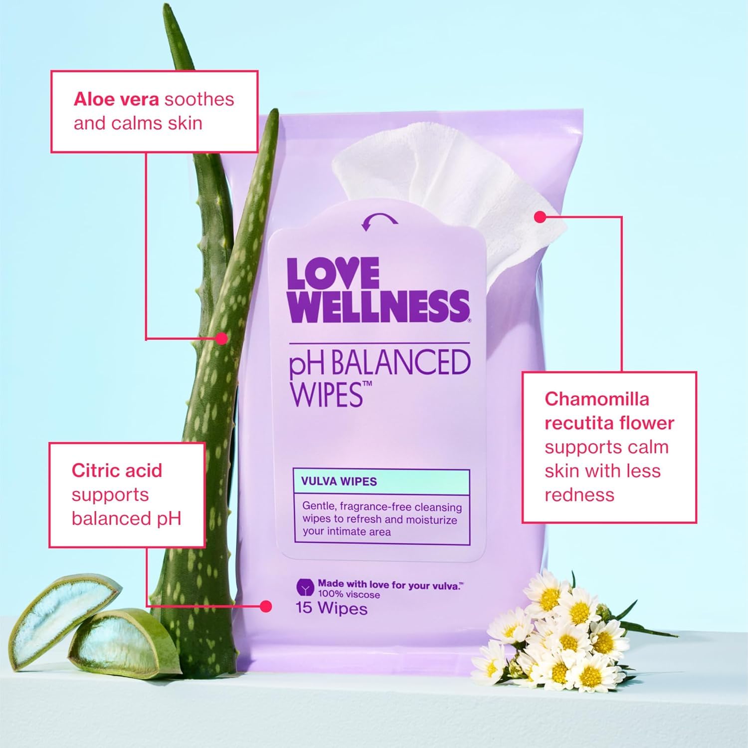 Love Wellness Feminine Cleansing Wipes for Daily Freshness
