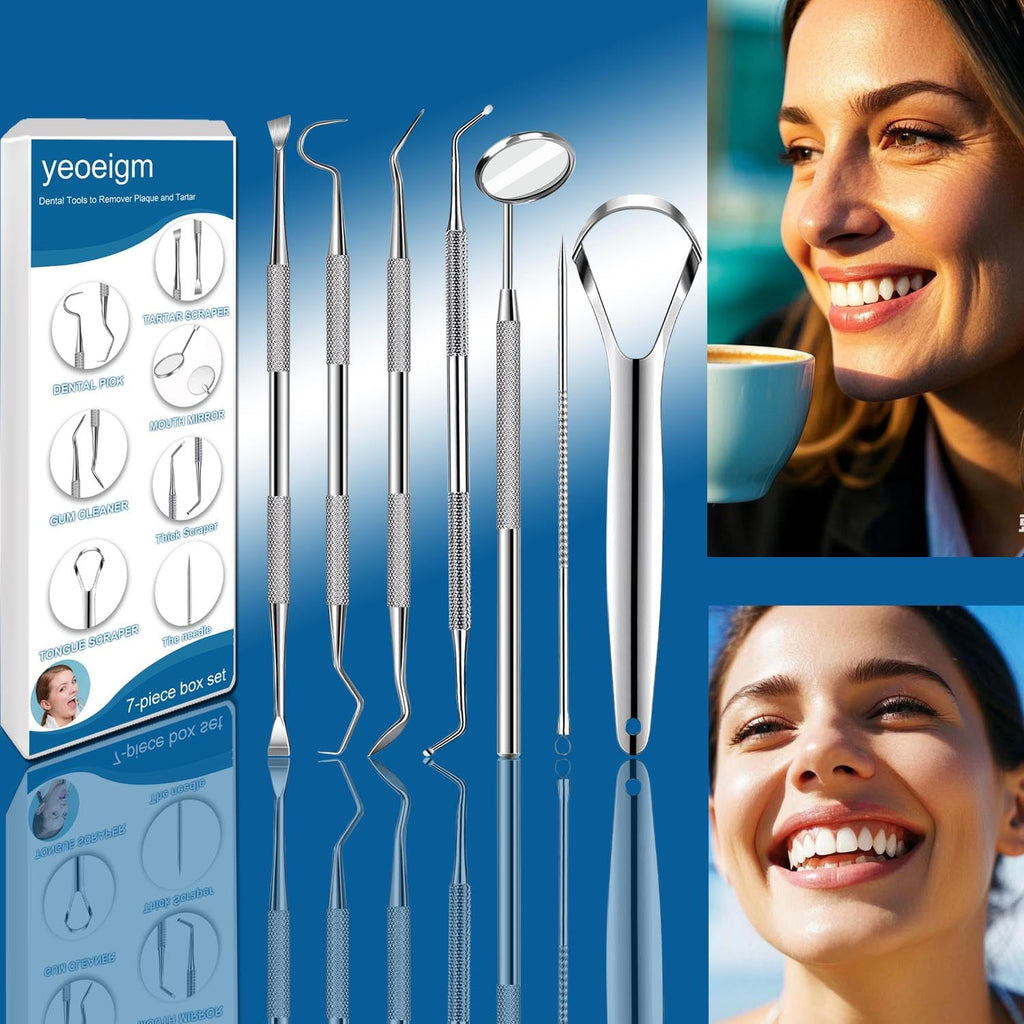 7-Piece Stainless Steel Dental Cleaning Kit with Case