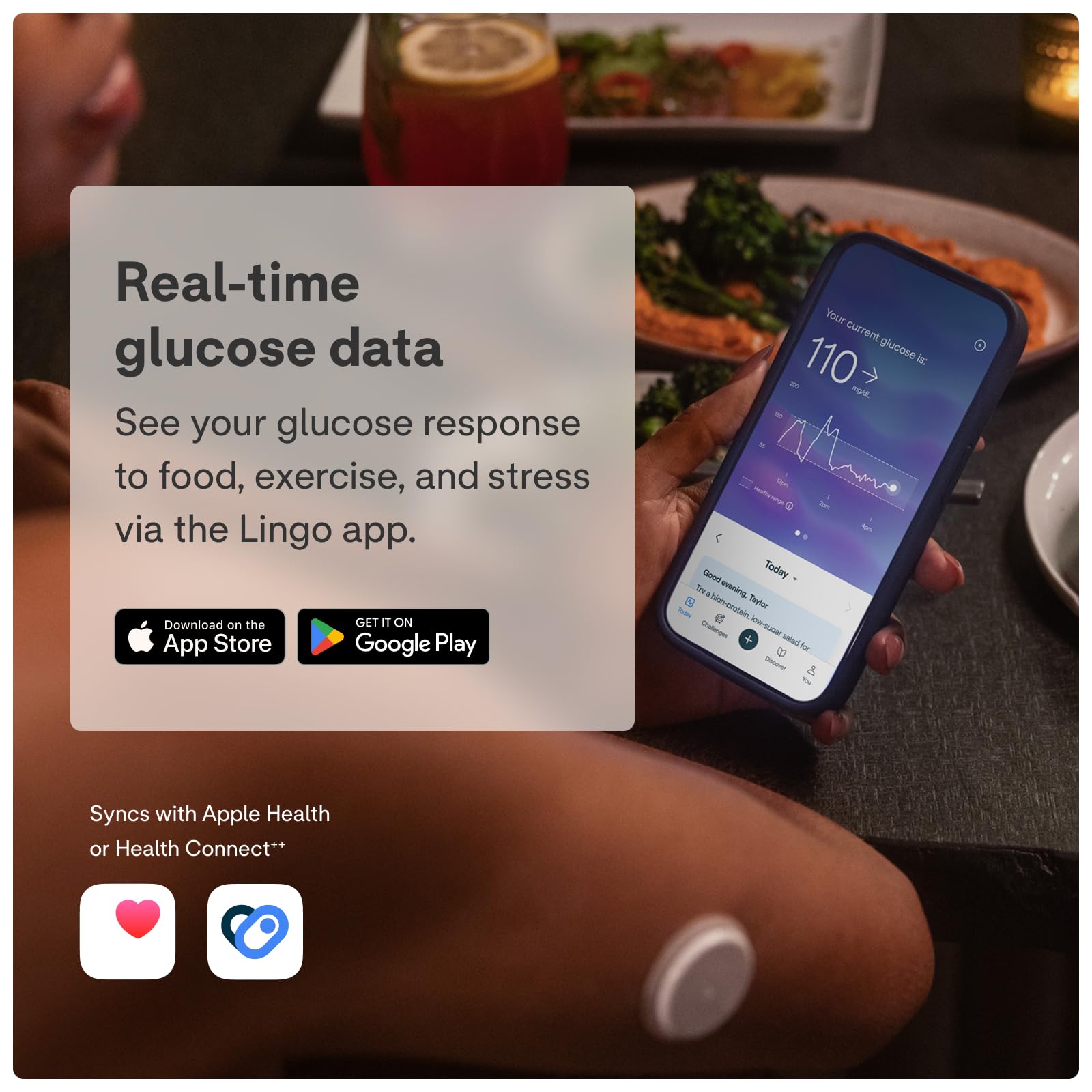 Lingo Continuous Glucose Monitor for Food Impact Insights
