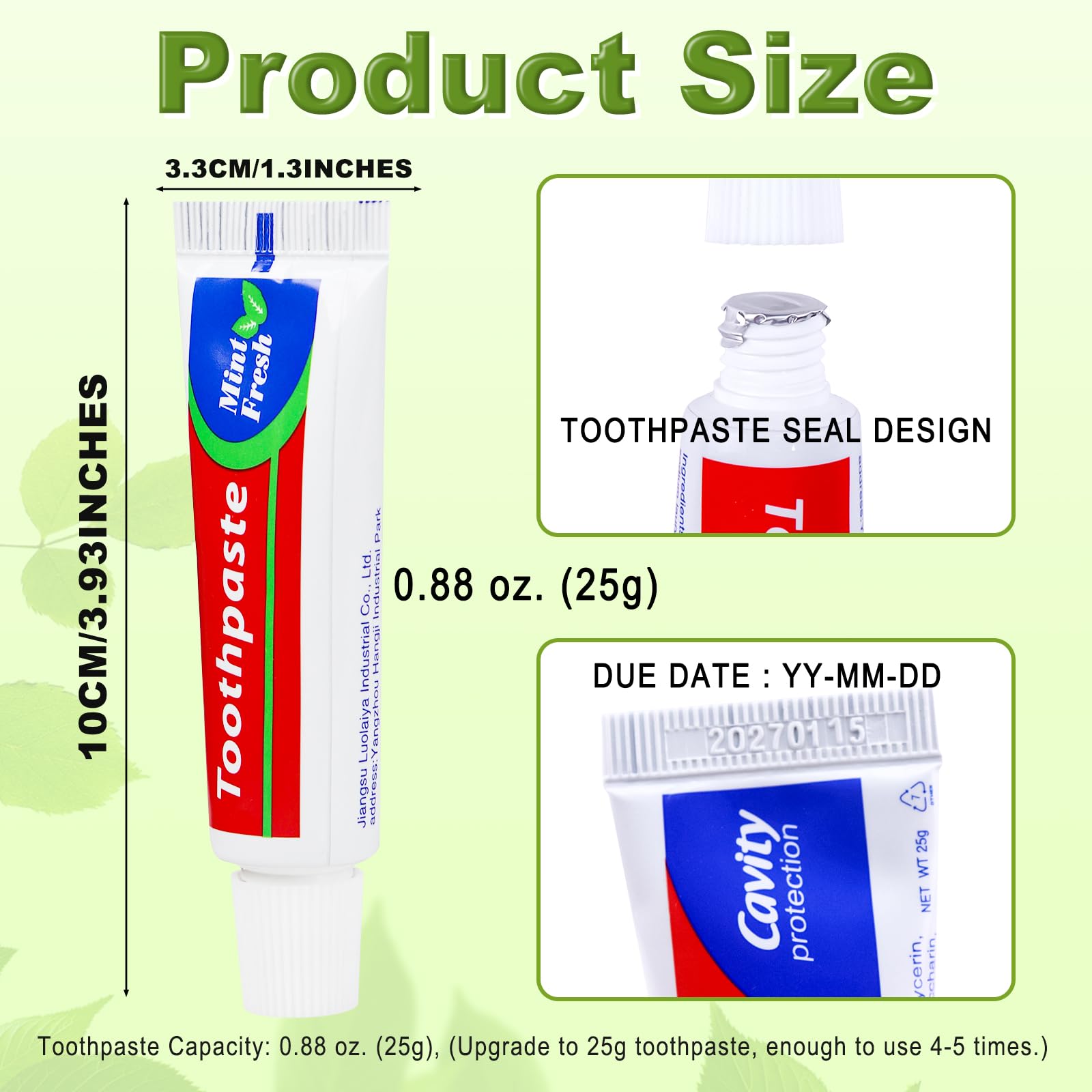 HAIFOTRVA Peppermint Travel Toothpaste, 0.88 Oz, 30-Pack