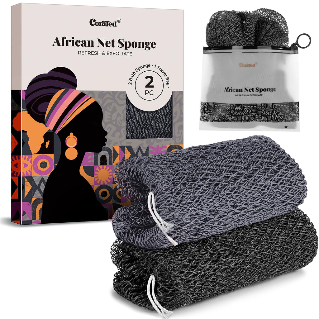 CORATED Authentic African Net Sponge for Exfoliating Bath Care
