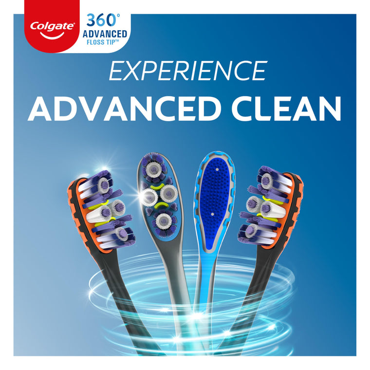 Colgate 360 Advanced Medium Floss-Tip Toothbrushes, 72-Pack
