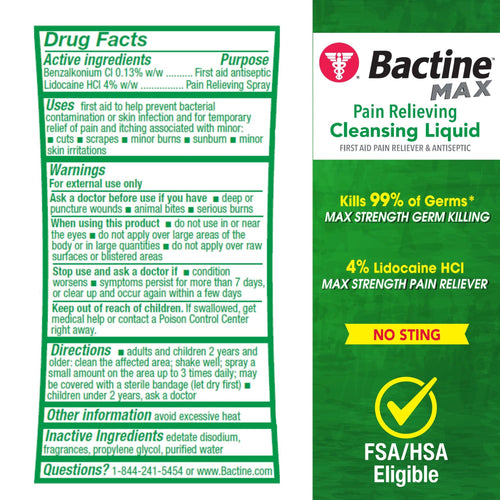 Bactine MAX Pain-Relieving Cleansing Spray for First Aid