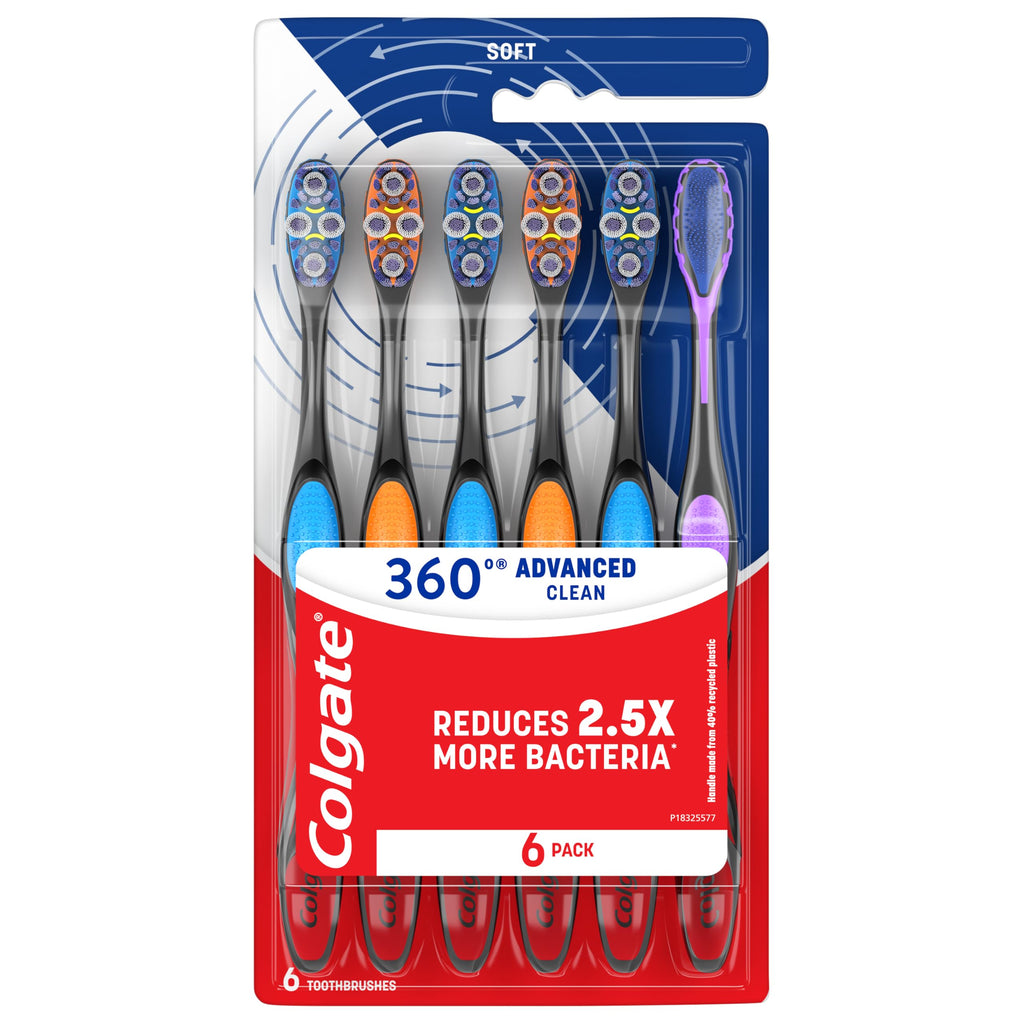 Colgate 360 Advanced Medium Floss-Tip Toothbrushes, 72-Pack