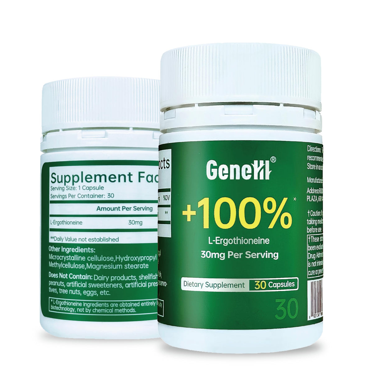 GENEIII L-Ergothioneine 30 mg Mushroom Extract Supplement
