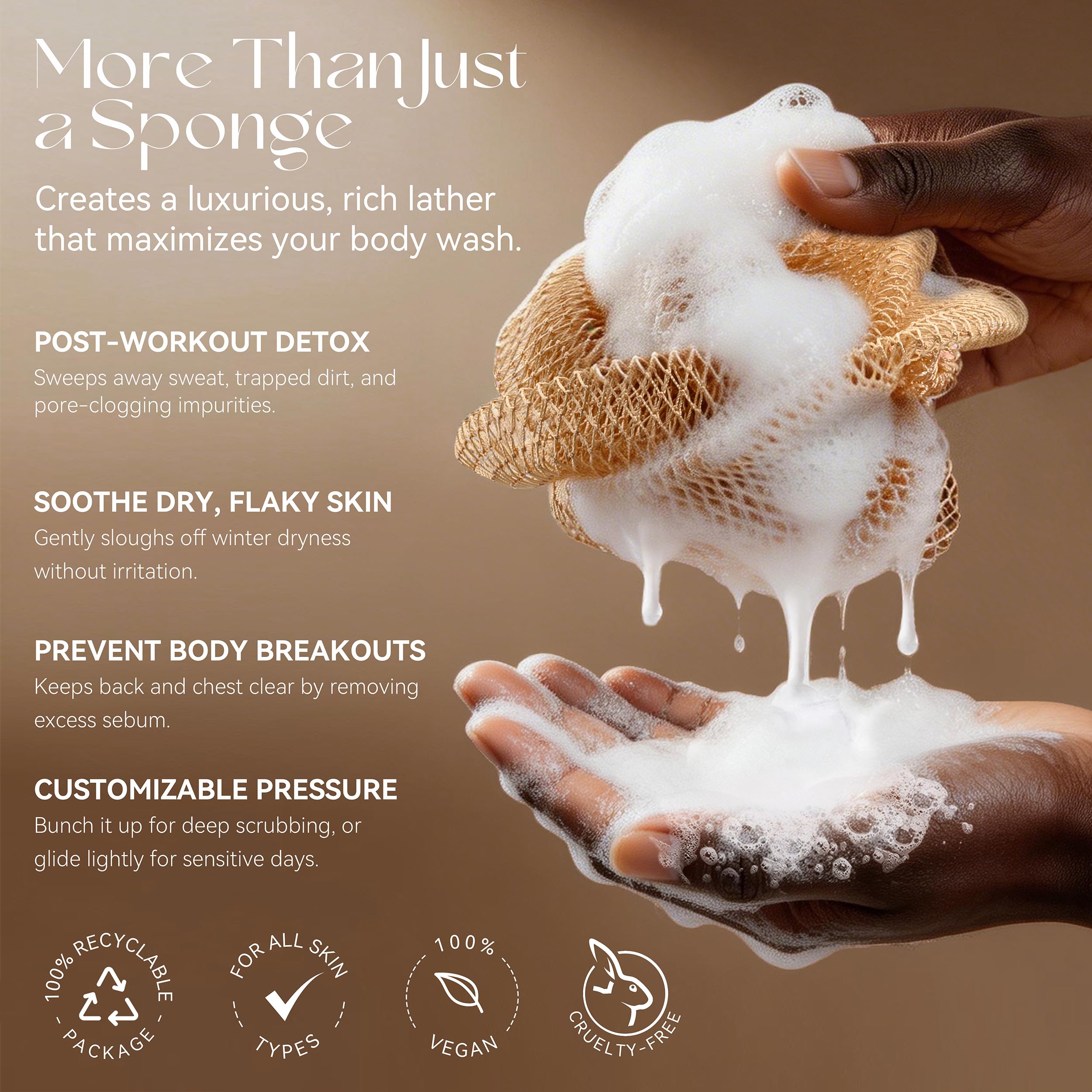 CORATED Authentic African Net Sponge for Exfoliating Bath Care
