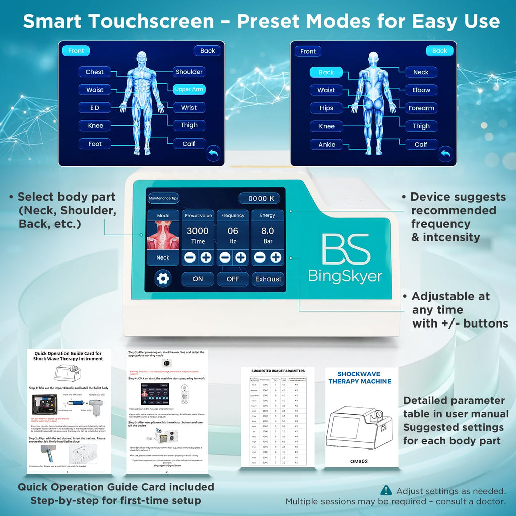 BingSkyer Shockwave Therapy Machine with Touchscreen