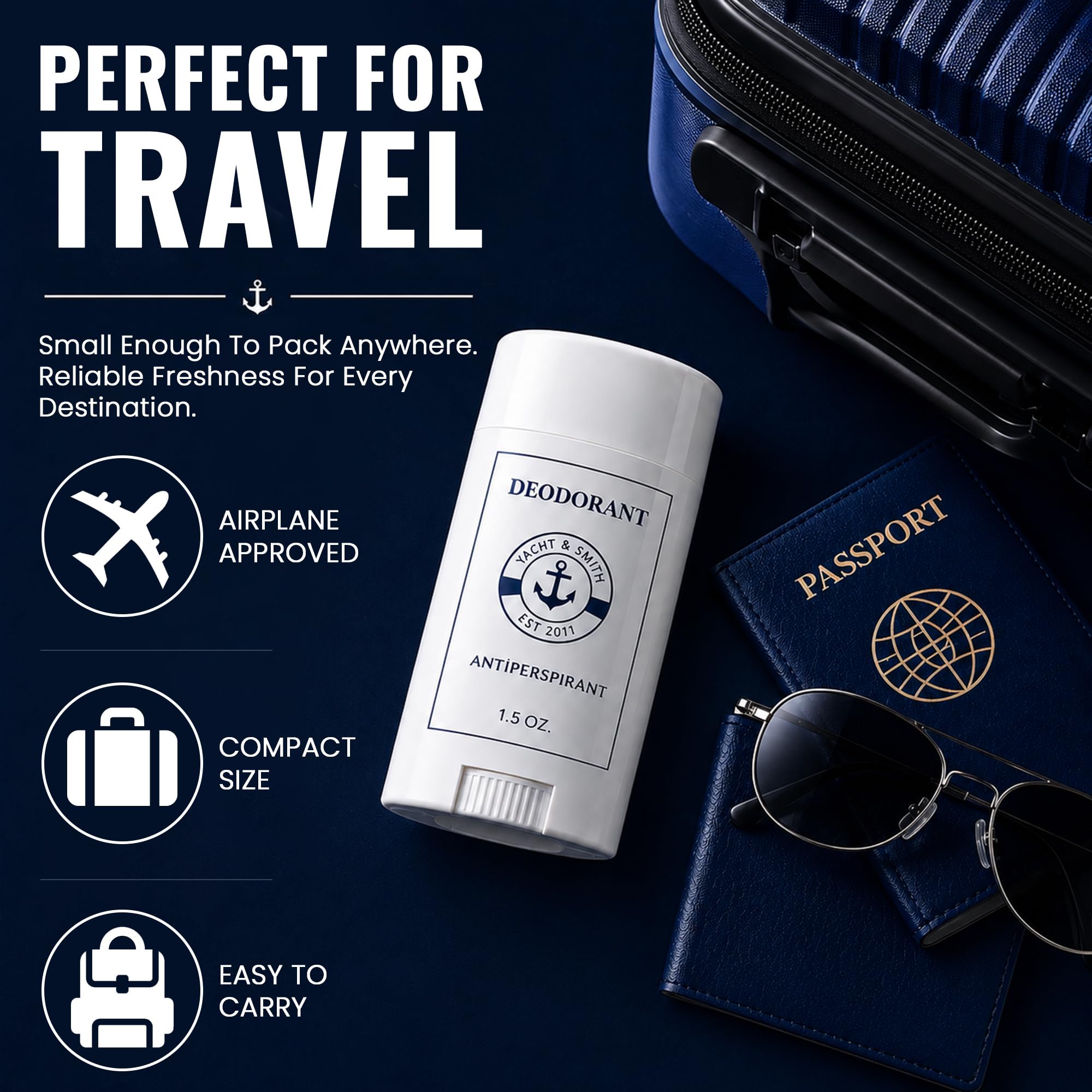 YACHT & SMITH Travel Size Deodorant Sticks, 1.5 Oz