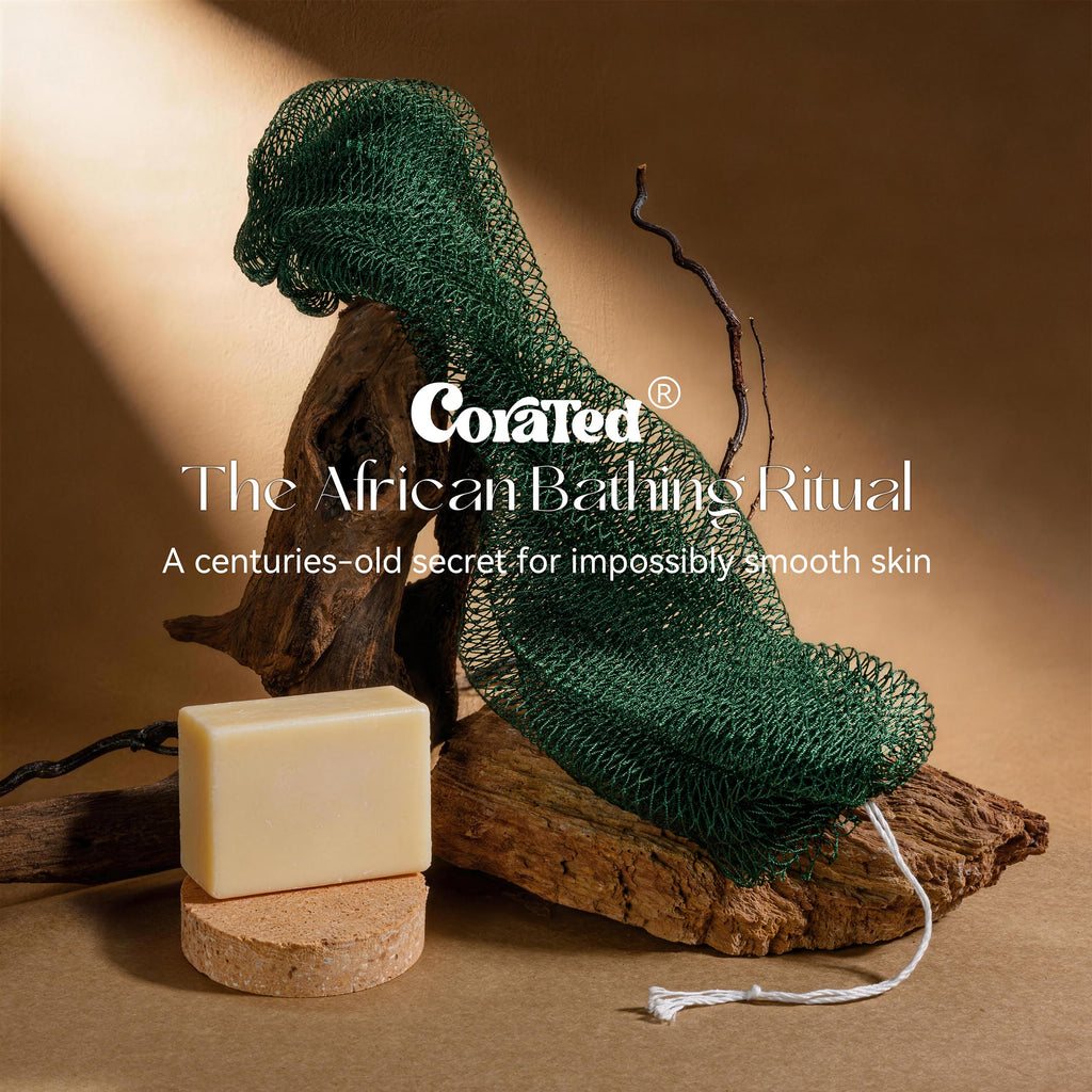 CORATED Authentic African Net Sponge for Exfoliating Bath Care